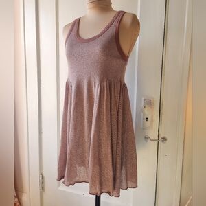 Free People Beach Cruise Town Dusty Pink Silver Shimmer Tank Mini Dress